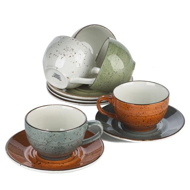 Kop 230cc & schotel 150mm Rustic Mix 5 kleuren