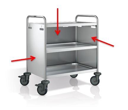 Zijpanelen 3 zijden m/draaideuren RVS serveerwagens SW10x6
