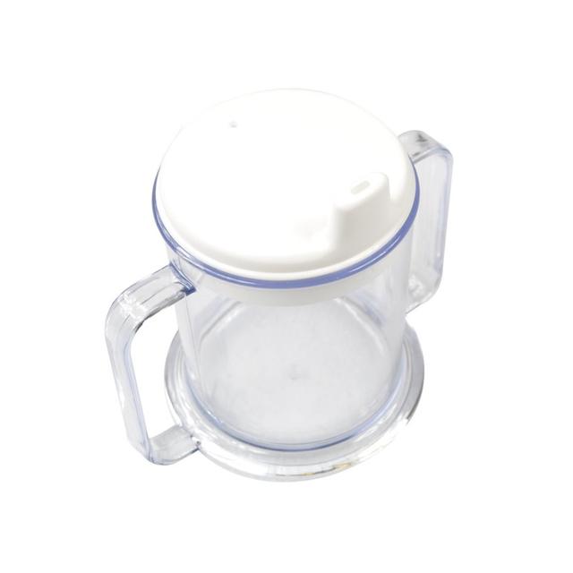 Beker met 2 oren transparant incl. deksel 295cc